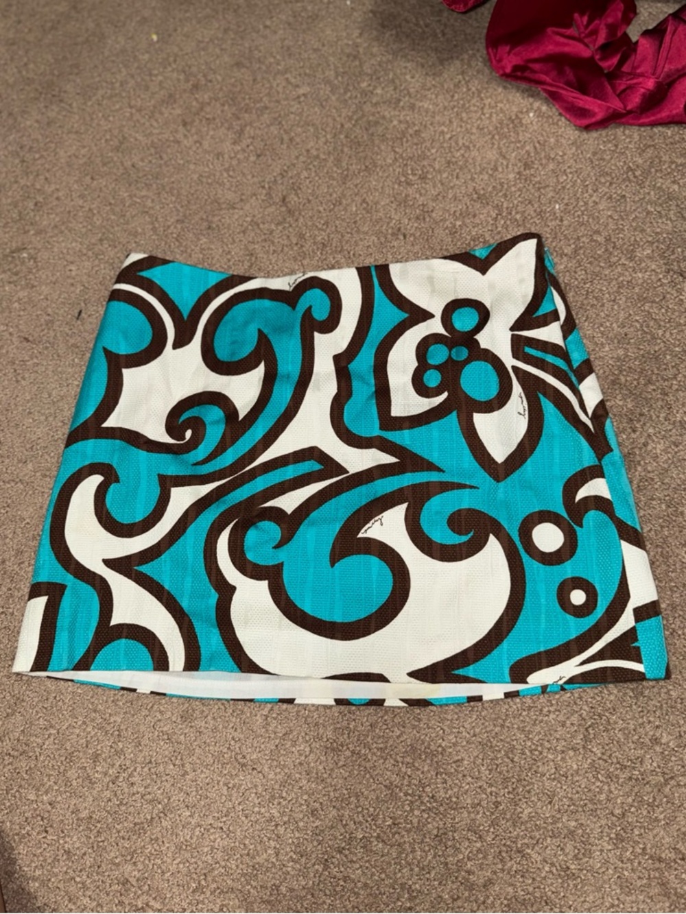 Lilly of New York Turquoise White and Brown Mini Skirt